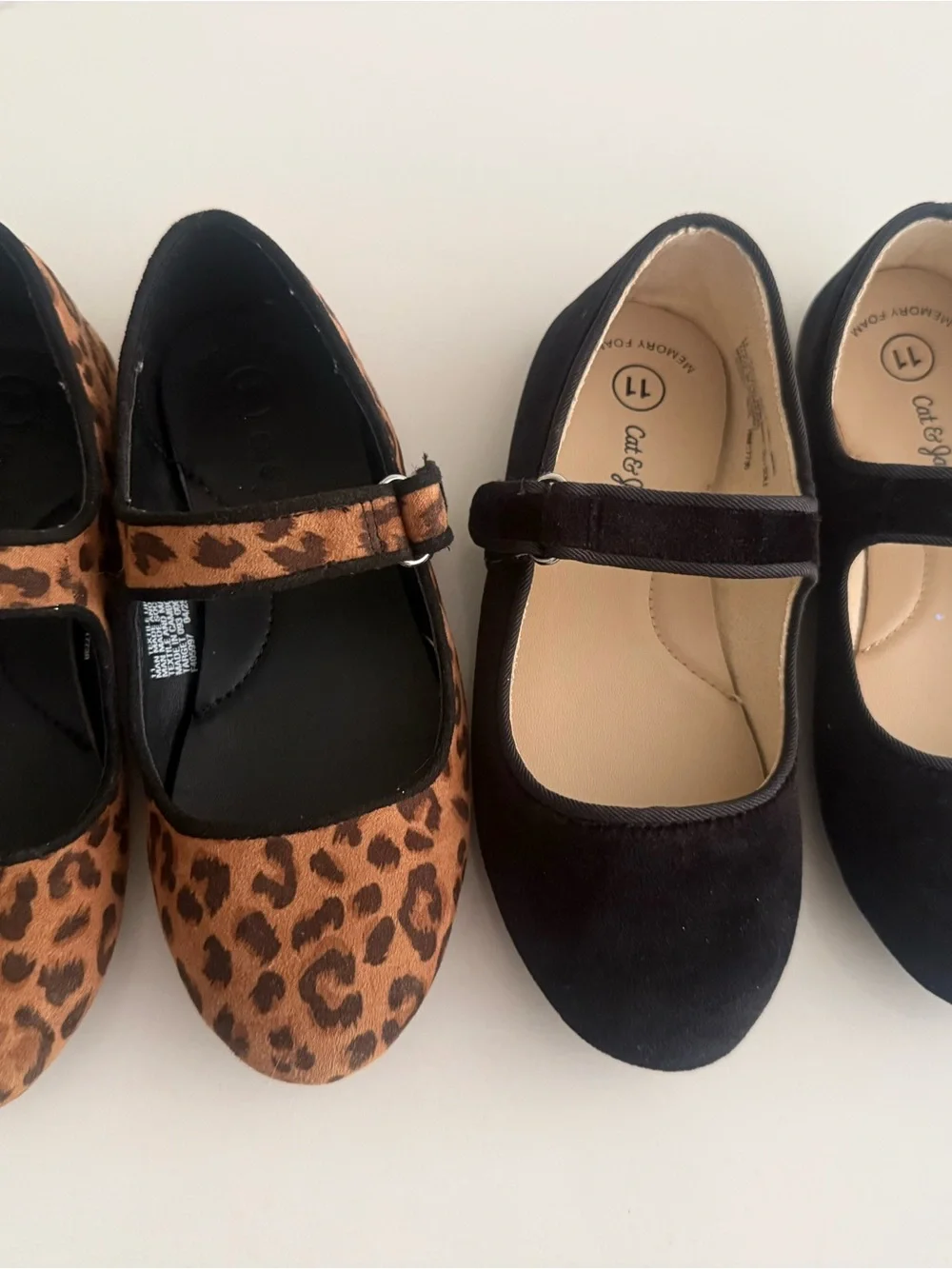 Cat & Jack Black and Leopard Print Girls' Mary Jane Shoes